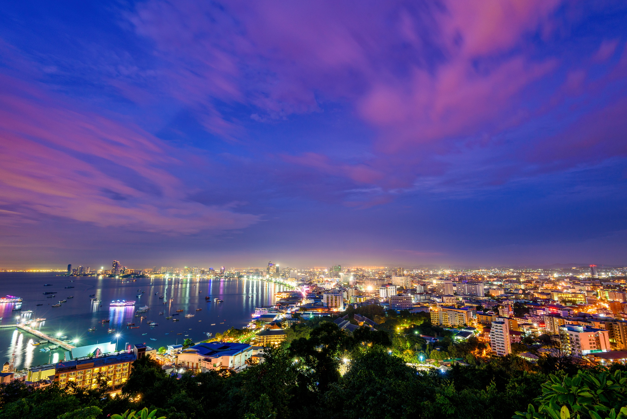 Pattaya City at night scene landmark in Thailand