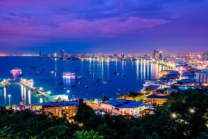 Pattaya City at night scene landmark in Thailand