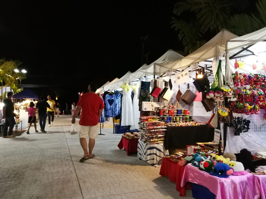 walking at a night market in Krabi, thailand