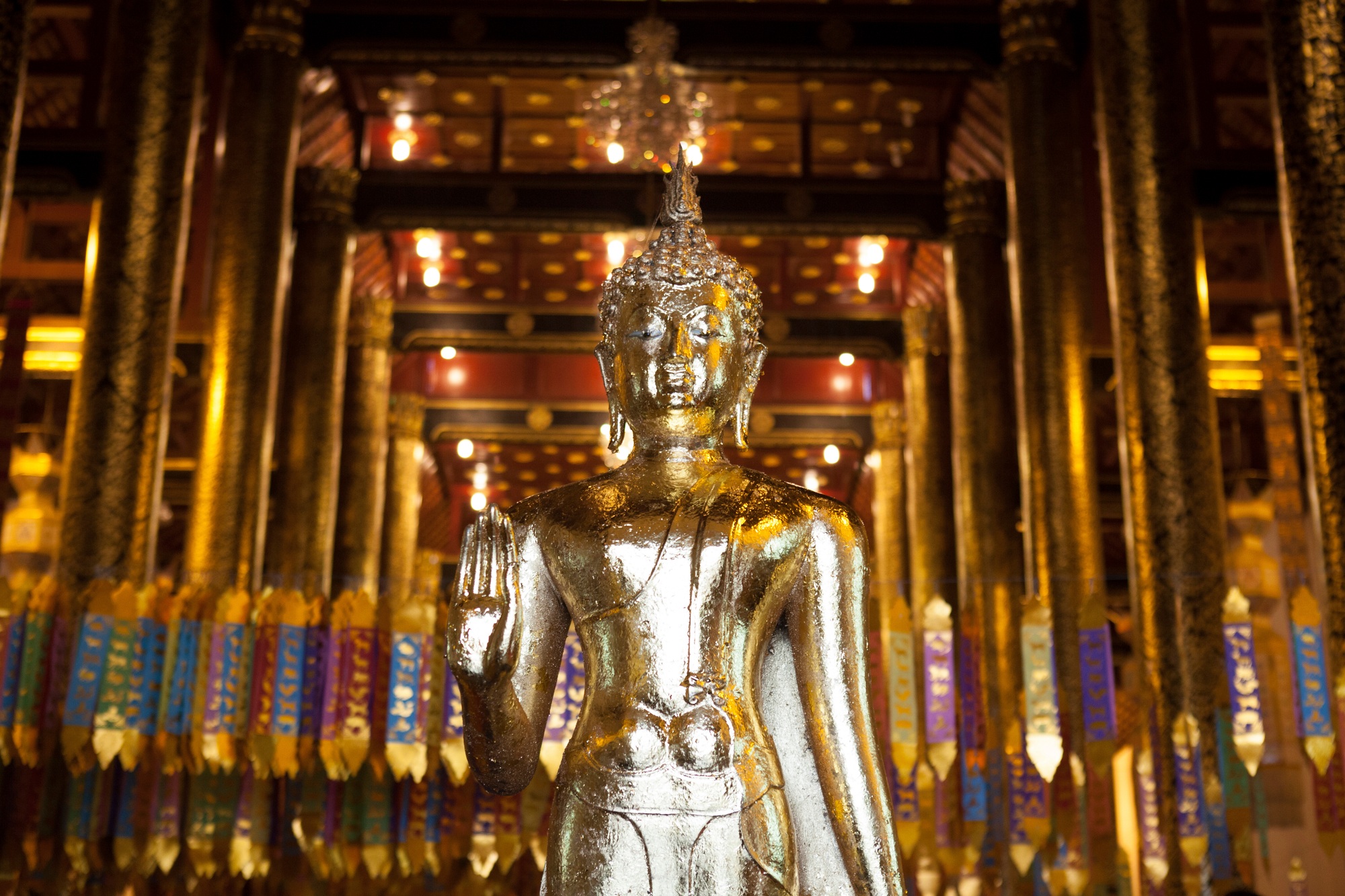 Buddha in golden temple, Chiang Mai, Thailand