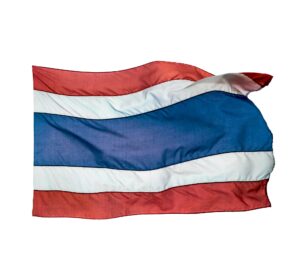 Thailand flag of waving on white background