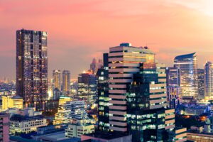 Bangkok cityscape at twilight, Thailand
