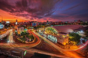 Bangkok Railway Station in twilight time in Bangkok, Thailand