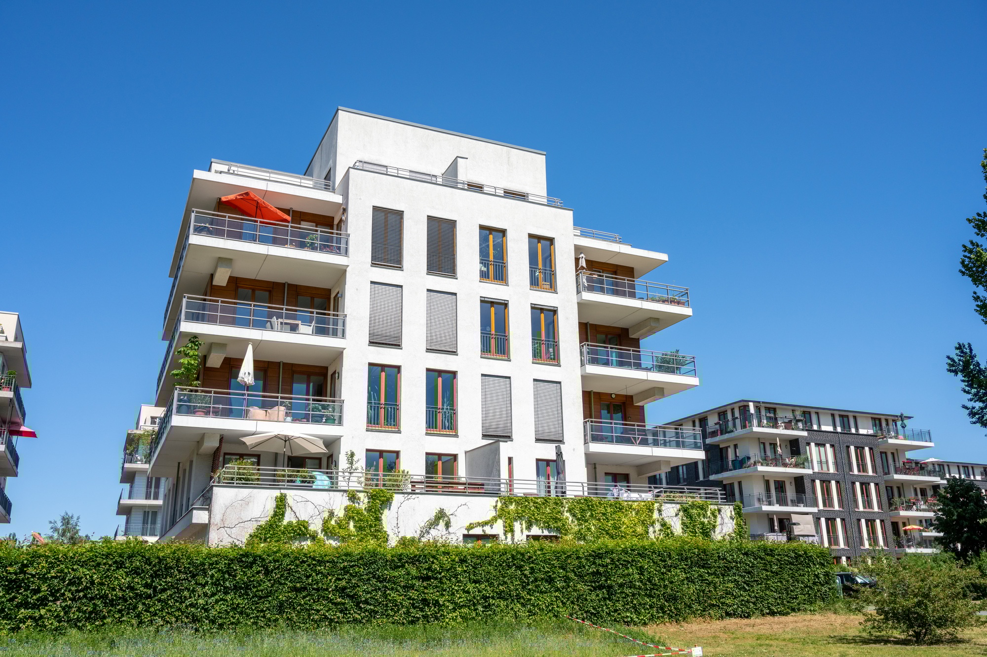 Modern luxury apartment buildings